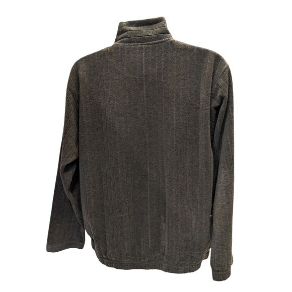 Justin Blake Fleece Sweatshirt Mens Large Quarter Zip Pullover Striped Pockets - Picture 10 of 13